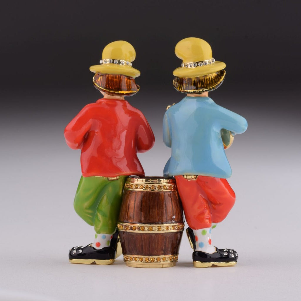 Two Circus Clowns Playing Music